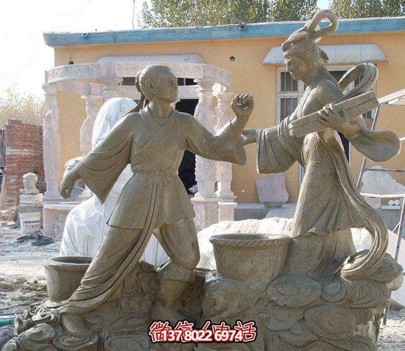 公園景觀牛郎織女砂巖雕塑 公園景觀牛郎織女砂巖雕塑