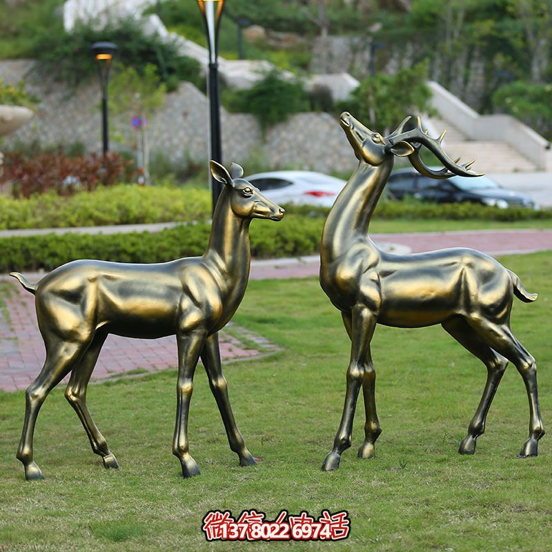 公園景區不銹鋼仿銅鏡面鹿雕塑 公園景區不銹鋼仿銅鏡面鹿雕塑