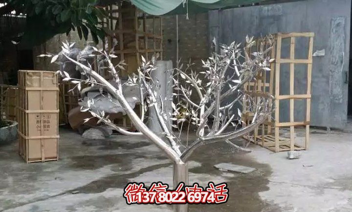 商場酒店鏡面不銹鋼樹雕塑 商場酒店鏡面不銹鋼樹雕塑