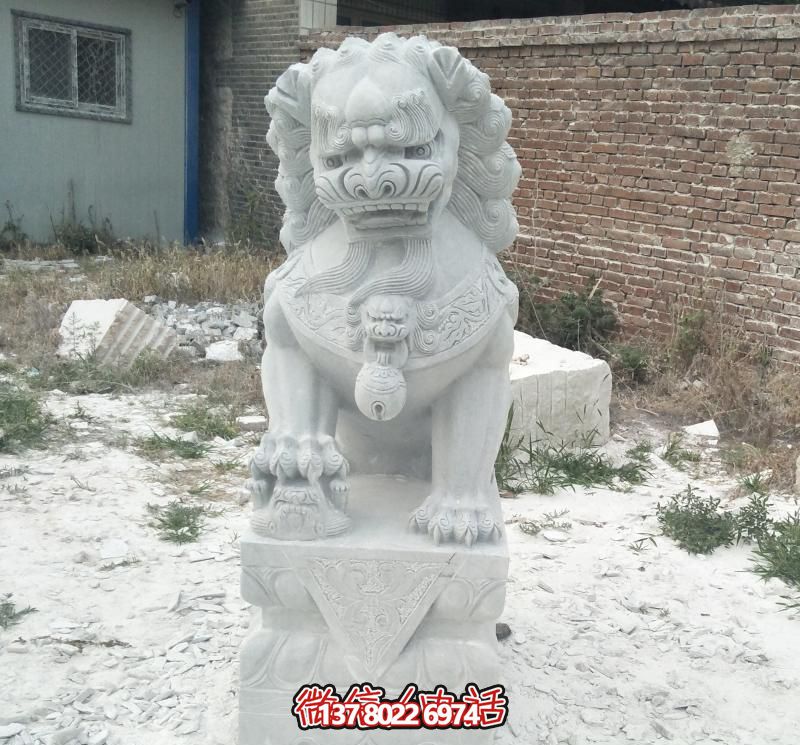 公園景區漢白玉石雕大型仿真動物獅子雕塑 公園景區漢白玉石雕大型仿真動物獅子雕塑