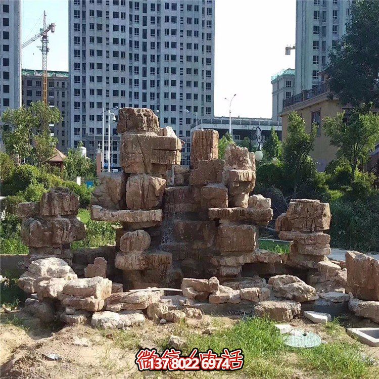 疊石假山，小區園林人造假山水景